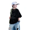 Summer's new cool and stylish printed short-sleeved T-shirt for boys, pure cotton, casual, loose and versatile short-sleeved for children and boys Item Picture
